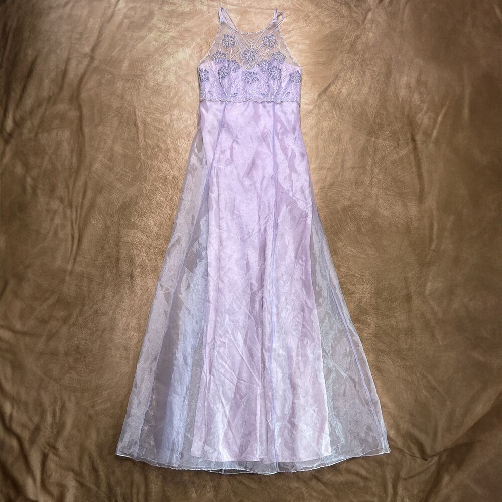 Morgan and Co by Linda Bernell Vintage 90s Prom Dress Sleeveless Maxi Lavender